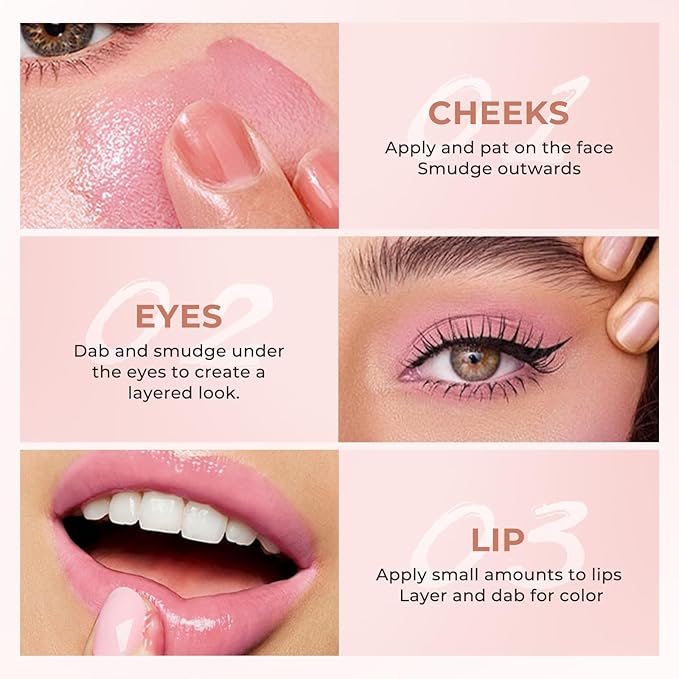 Jolilab Blush Makeup Color Changing Blush Palette Cream Blush Powder Palette Long-Lasting Hydrating Pigment High Impact Buildable Color Lightweight Smooth Finish for Eyes Cheeks(1, pink, 1)-Velvo Beauty