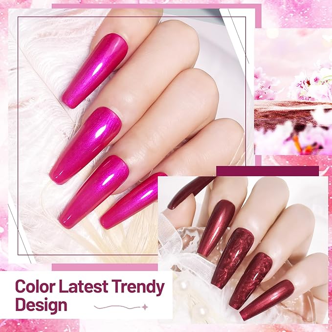 10ml 6 Colors Red Glitter Nail Polish Set Glitter Rose Red Pink Deep Purple Series Nail Polish Gifts for Women-Velvo Beauty
