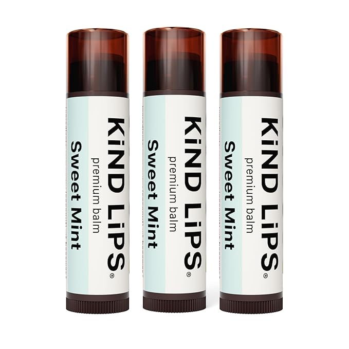 Kind Lips Lip Balm - Nourishing & Moisturizing Lip Care with Shea Butter, Beeswax & Vitamin E | Sweet Mint Flavor | 0.15 Ounce (Pack of 3)-Velvo Beauty