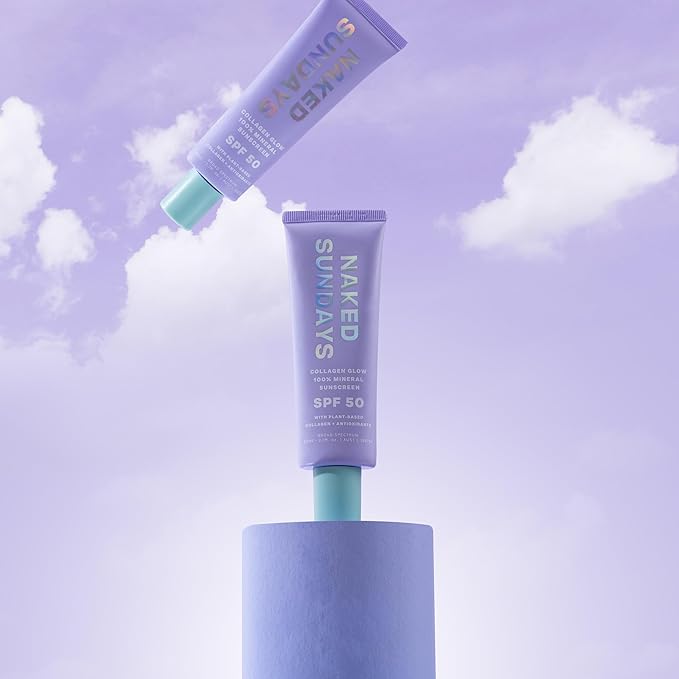 Naked Sundays SPF 50 Mineral Glow Sunscreen, Daily Hydrating Facial Moisturizer & Primer with Zinc Oxide, Sheer Tint, Broad Spectrum SPF Lotion (Jumbo 80ml)-Velvo Beauty