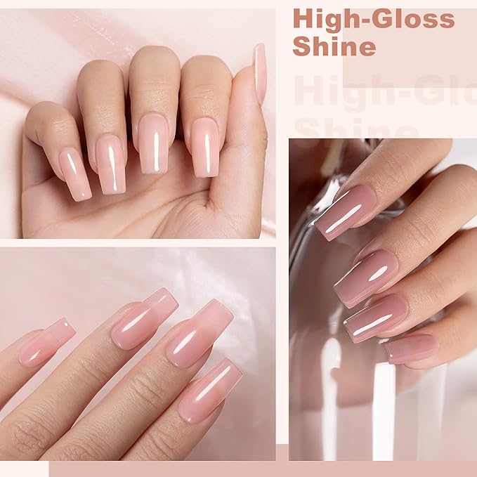 RARJSM Nude Gel Polish Set Jelly Pink Collection of 6 Transparent Natural Colors Sheer Pink Milky Mavue Purple Light Brown French Manicure LED UV Gel Nail Polish Soak Off Curing Requires Home Salon-Velvo Beauty