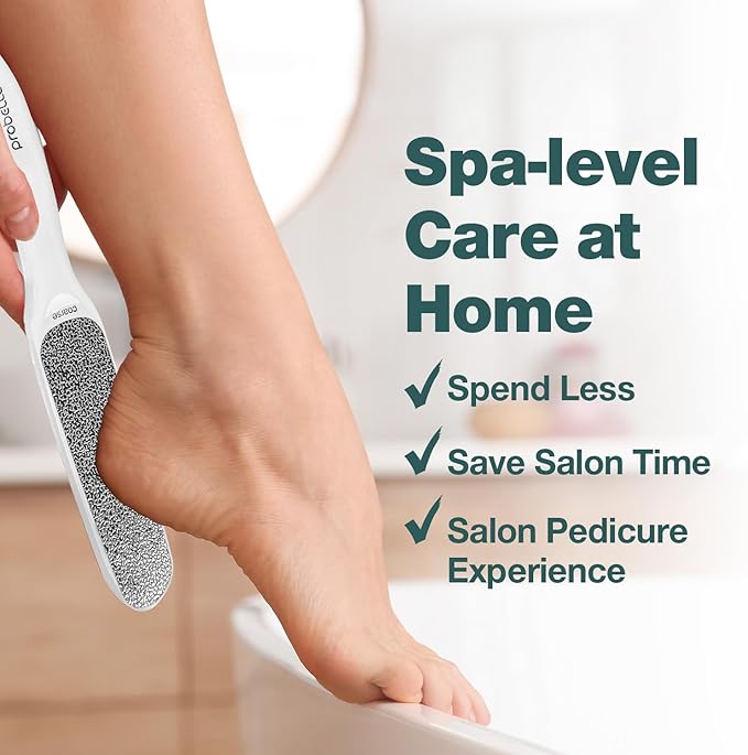 Probelle Double Sided Multidirectional Nickel Foot File Callus Remover - Immediately Reduces calluses and Corns to Powder for Instant Results, Safe Tool (White)-Velvo Beauty
