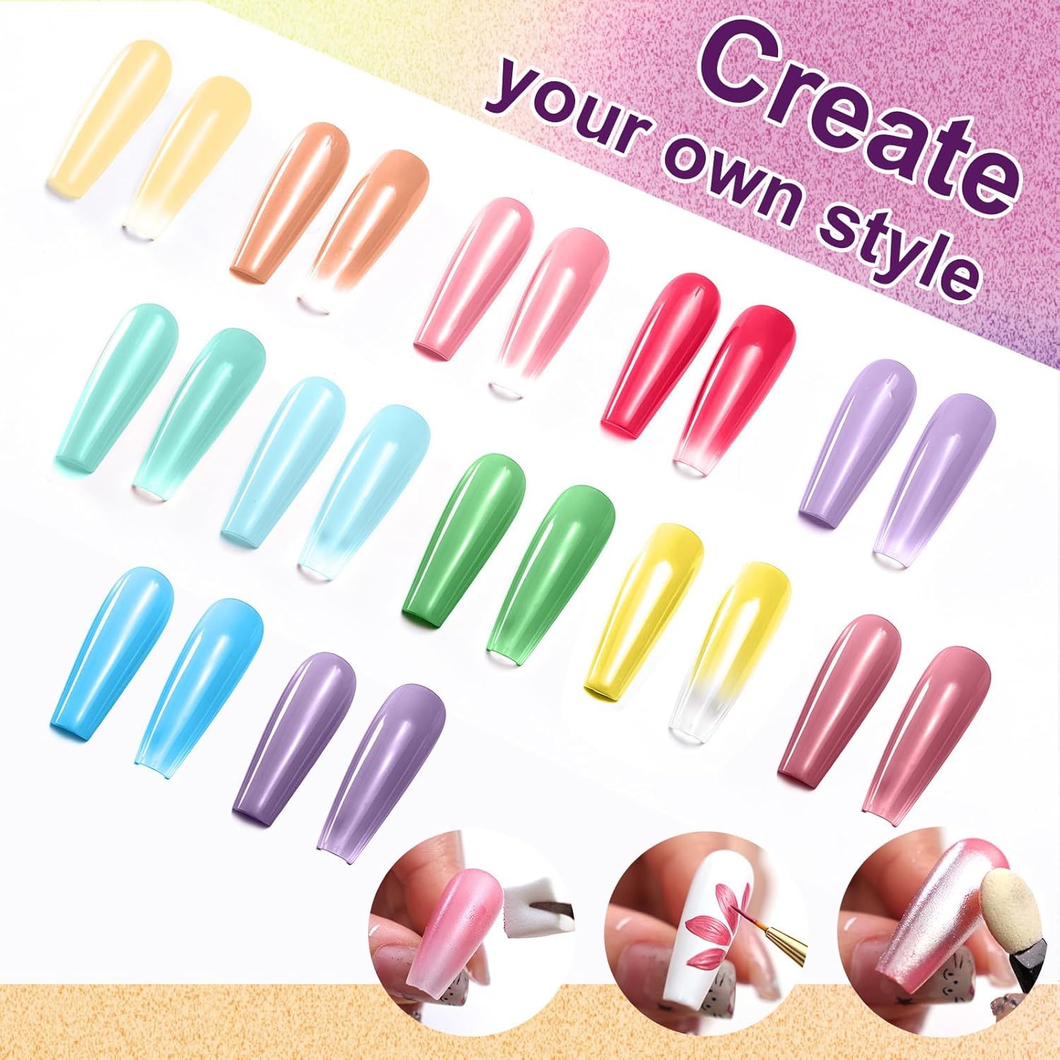 Gradient Painting Gel, 12 Bright Colors Ombre Gel Nail Polish for Pigment Pat Aura Nails, French Manicure DIY Nail Art Long-lasting No-wipe Cream Color Palette Lullaby Set-Velvo Beauty