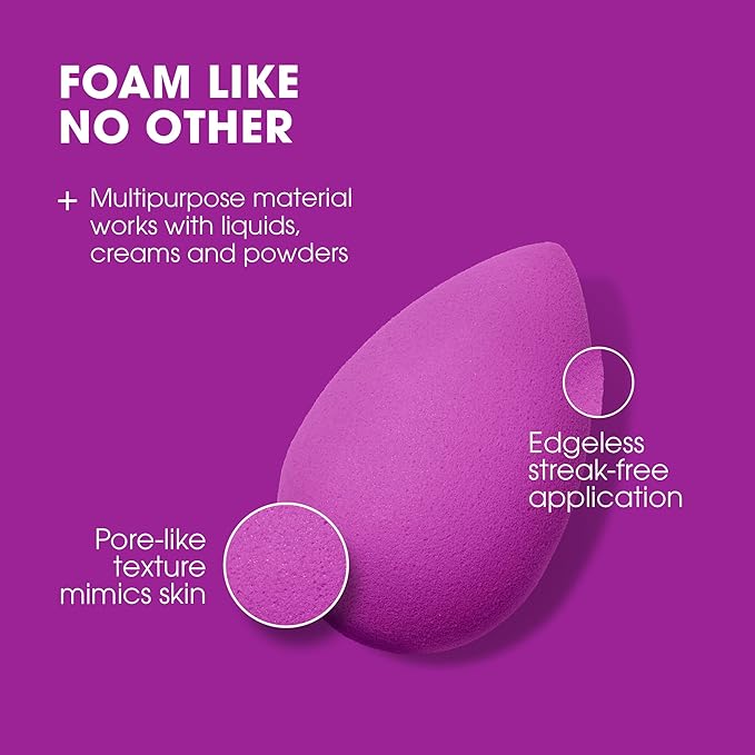 Beautyblender® | Amethyst Beauty Blender Makeup Sponge, Super-Soft Foam Easily Blends Foundations, Powders & Creams, Made in USA, Reusable, Washable, Streak Free Application, Vegan, Cruelty Free-Velvo Beauty