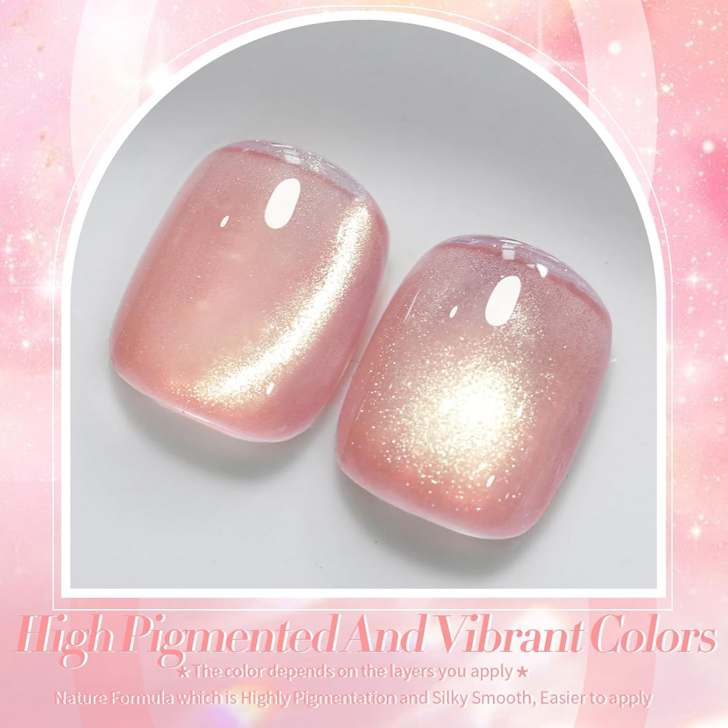 BORN PRETTY Pink Cat Magnetic Eye Gel Nail Polish Holographic Glitter Gel Polish Glass Magnetic Gel Nail Polish 15ML-Velvo Beauty