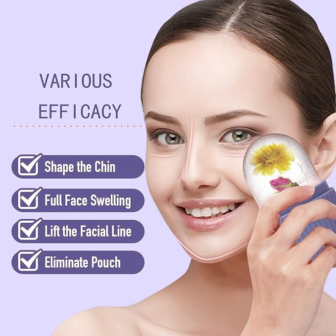 XHJRI Ice Face Roller Massager,Ice Cube Roller for Face, Eyes and Neck Naturally Conditioning and Skin Care,De-Puff Eye Bags,Reduce Migraine Pain,Reusable Massage Silicone Ice Mold (Purple)-Velvo Beauty
