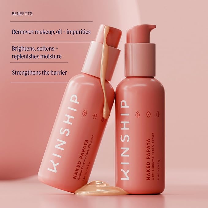 Kinship Naked Papaya Hydrating Gentle Cleanser | Natural Cream Face Wash | Vitamin E, Jojoba Oil Facial Cleanser | Makeup Remover | Sensitive Skin Care (5.25 Oz)-Velvo Beauty