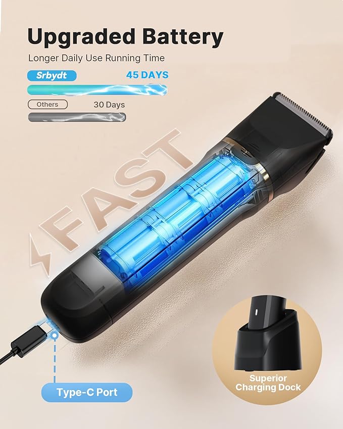 Upgraded Bikini Trimmer for Women, Dermave Bikini Shaver [2in1 & Painless] Electric Razor, [Waterproof] Pubic Body Hair Trimmer, Replaceable Ceramic Blade, Charge Dock, Gifts for Women/Men-Velvo Beauty