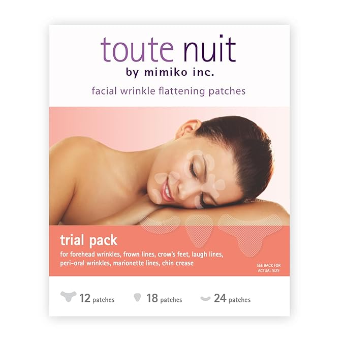 Toute Nuit Wrinkle Patches – Trial Pack – Face Tape for Forehead, Eyes & Mouth – Hypoallergenic Anti Wrinkle Patches – 54 Count, Made in USA-Velvo Beauty