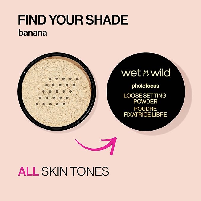 wet n wild Photo Focus Loose Baking Setting Powder, Highlighter Makeup, Suitable for All Skin Tones, Banana-Velvo Beauty