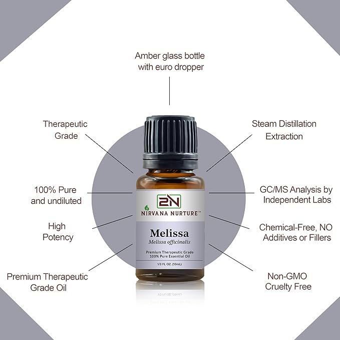 Melissa Essential Oil 100% Pure Premium Therapeutic Grade, Undiluted - Aromatherapy Diffuser for Calm and Relaxation, Skin Care, Hair Care-Velvo Beauty