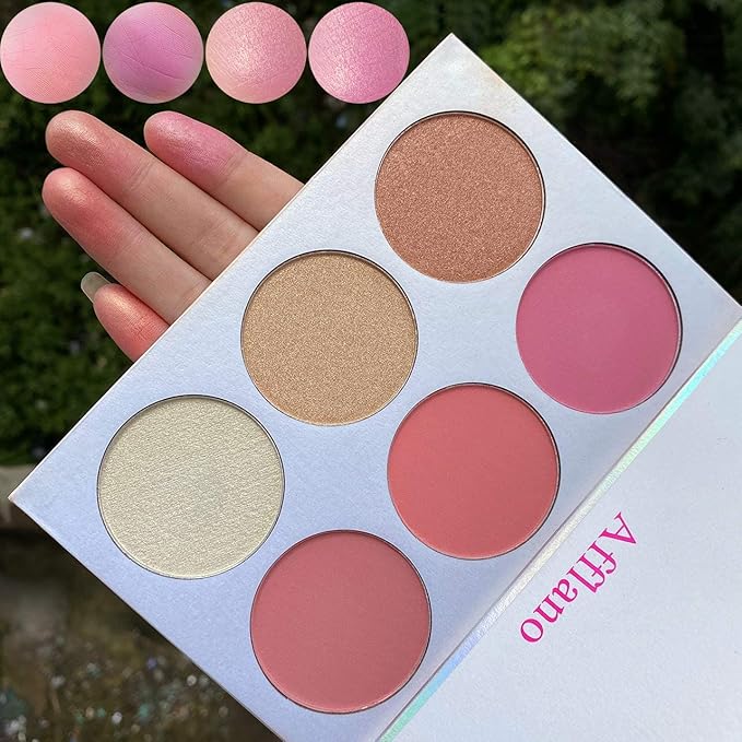 Blusher & Illuminator Highlighter & Bronzer Powder Contour Collection Set - 3 Blusher & 3 Highlighter Powder Palette - Perfect for Contouring and Highlighting - Vegan and Cruelty Free-Velvo Beauty