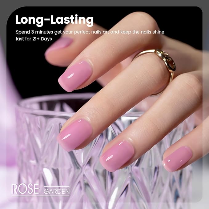 RARJSM Purple Pink Jelly Gel Nail Polish Set 6pcs Clear Crystal Glass Grape Purple Rose Pink Series Transparent Sheer Amber Milky Gel Varnish LED UV Curing Requires Soak off French Manicure Home Salon-Velvo Beauty