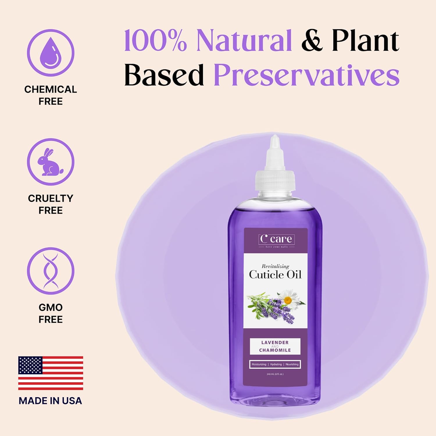 C CARE Lavender and chamomile Cuticle Oil For Nails - Repairs Cuticles Overnight - Moisturizes and Strengthens Nails and Cuticles - 8oz-Velvo Beauty