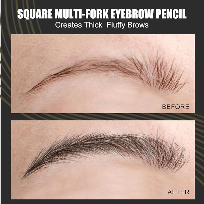 Microblading Eyebrow Pen - Waterproof Liquid Eyebrow Pencil with Angled Eyebrow Brush, Shapes & Fills Hair-Like Looking Brows, Lasts All-Day,Eye brow Pencil for Women and Girls Makeup,Soft Black-Velvo Beauty