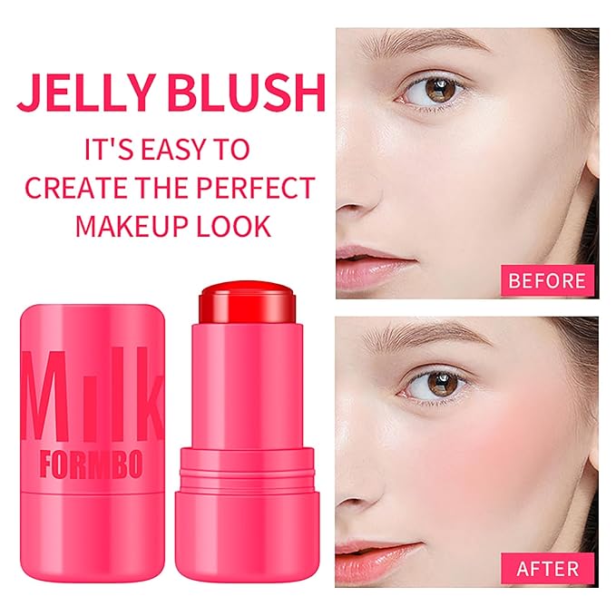 Cooling Water Jelly Tint Blush Makeup Blush Stick 3-in-1 Lip and Cheek Tint Stain Jelly Blush Multi-use Clear Glossy Gel Blush,0.18 Oz (Chill Red, 0.18 Oz)-Velvo Beauty