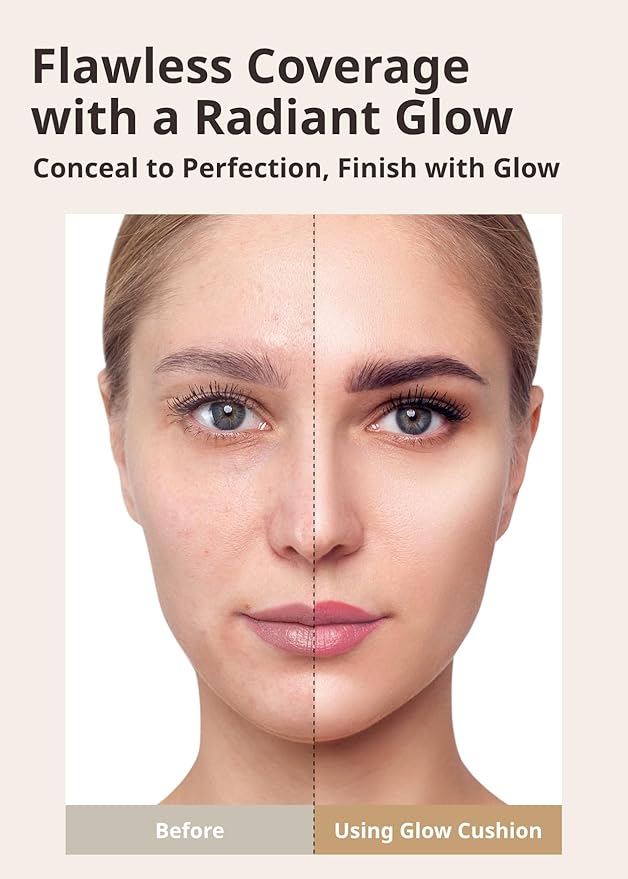 MISSHA Glow Cushion No.21 Light Beige for Bright Skin Radiant & Moisturizing Skin with Buildable Coverage-Velvo Beauty