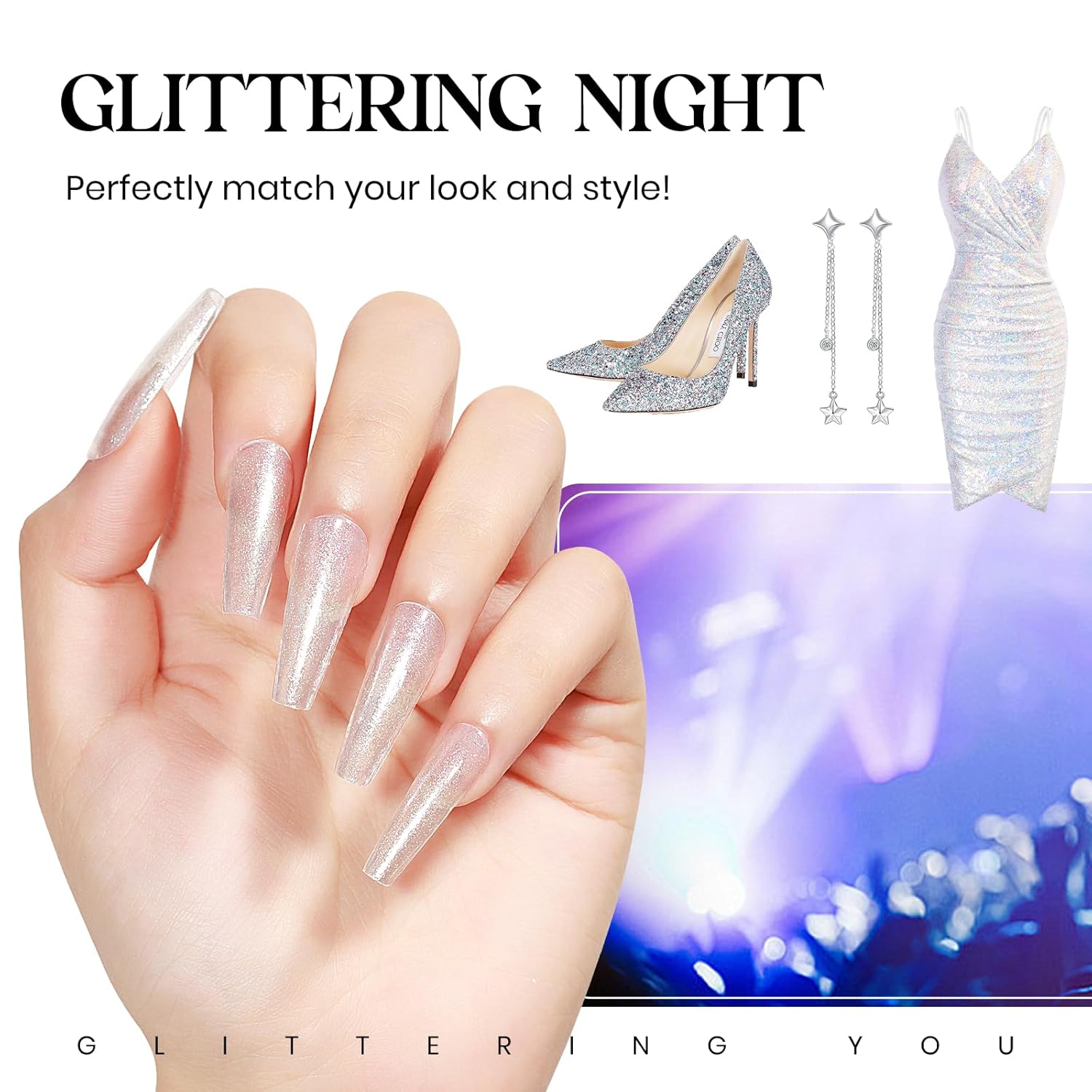 MIZHSE Translucent Shimmering Nail Polish, Quick Dry Clear Glitter White Nail Polish Air Dry Fast, 15ml High Glossy Sparkly Shiny Nail Art Salon Manicure Home-Velvo Beauty