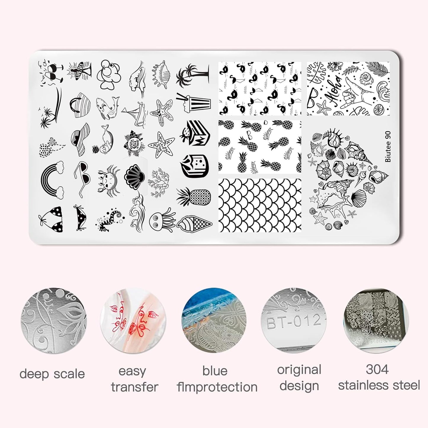 Biutee Nail Stamping Plates 8PCS Nail Stamping Polish Gel and Nail Stamper Kit 10 PCS Nail Art Stamper Plates, French Flower Leaves Animal Lace Halloween Design (10 PCS Plates With 8 PCS Gel)-Velvo Beauty