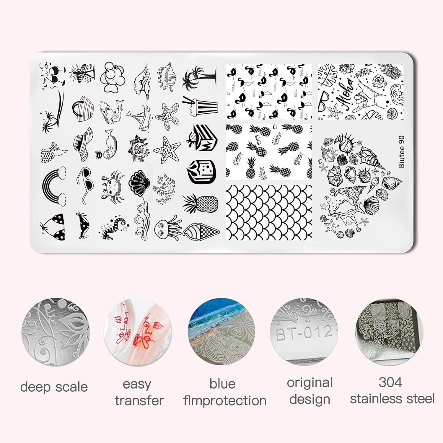 Biutee Nail Stamping Plates 8PCS Nail Stamping Polish Gel and Nail Stamper Kit 10 PCS Nail Art Stamper Plates, French Flower Leaves Animal Lace Halloween Design (10 PCS Plates With 8 PCS Gel)-Velvo Beauty