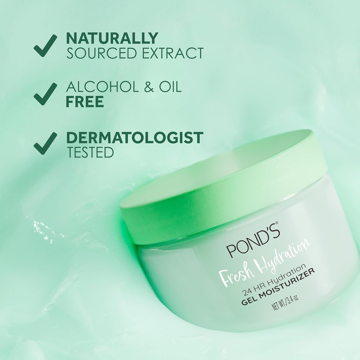 POND'S Aloe Extract & Vitamin B3 Gel Face Moisturizer For Fresh and Luminous Skin, 3.4 oz-Velvo Beauty
