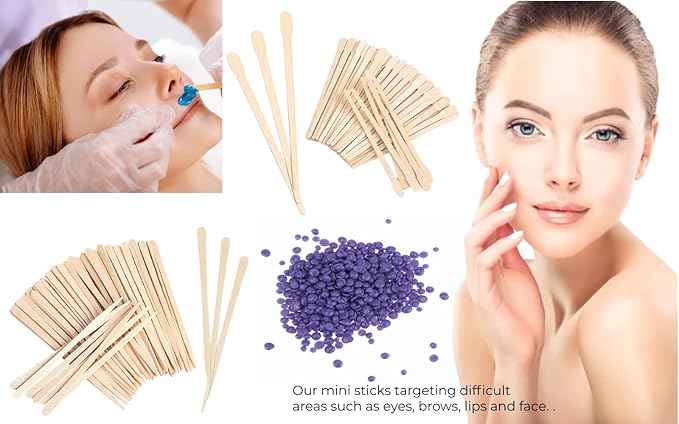 Mibly 1000 Pcs Wooden Wax Sticks - Eyebrow, Lip, Nose Small Waxing Applicator Sticks for Hair Removal and Smooth Skin - Spa and Home Usage-Velvo Beauty