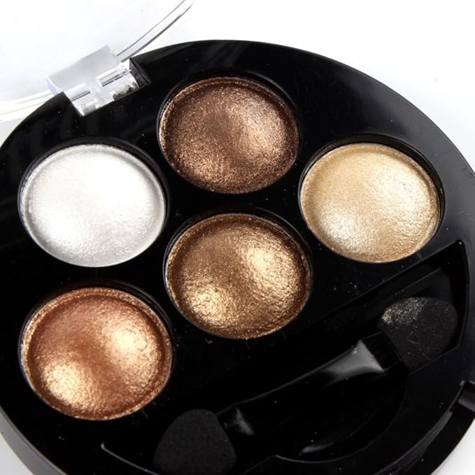 Mallofusa 5 Colors Eye Shadow Palette Powder Metallic Shimmer Eyeshadow Palette (Golden Frenzy) 4.7oz-Velvo Beauty