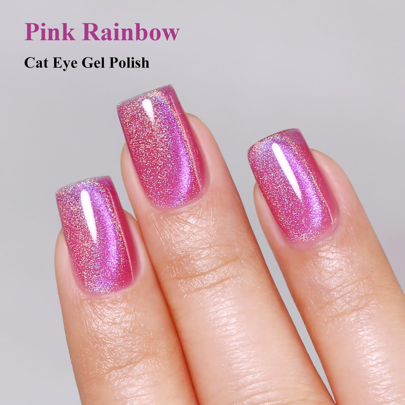 Imtiti Cat Eye Gel Nail Polish, Pink Rainbow Holographic Magnetic Gel Polish With Magnet Glittery Iridescent Galaxy Nail Gel Polish Spring Summer Gel Polish Kit Soak Off UV Led 10ML-Velvo Beauty