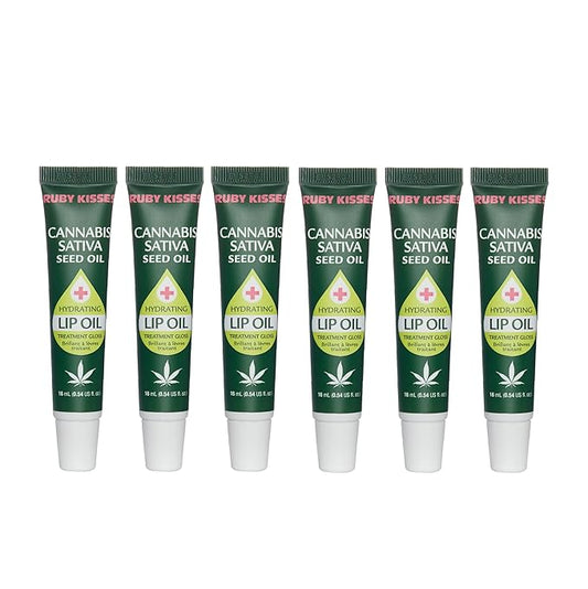 Ruby Kisses Hydrating Lip Oil Cannabis Sativa Hemp Seed RLO04D1 (6 PACK)-Velvo Beauty