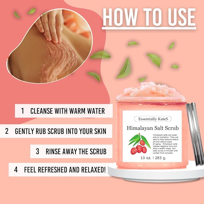 Himalayan Salt Scrub 10 oz - UNCOVER ULTIMATE SKIN HYDRATION and bestow glowing, healthier skin - The best stocking stuffer.-Velvo Beauty