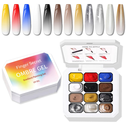 Sponge Pat Paint Nail Gel, Ombre Nails Gradient Gel Nail Blush Blooming Aura Nails Drawing Stripper Floral Painting DIY Nail Art, No Wipe, UV/LED Curing (12 Colors F)-Velvo Beauty