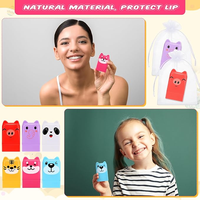 30 Sets Wild Animal Birthday Lip Balm Gifts Bulk Baby Shower Prizes Gift Girl Birthday Lip Balm Jungle Animal Party Favors for Preschool Toddler Boy Girl Classroom Prizes Classroom Prizes-Velvo Beauty