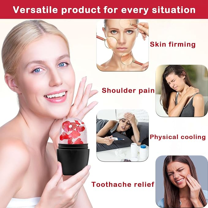 XHJRI Ice Face Roller Massager,Ice Cube Roller for Face, Eyes and Neck Naturally Conditioning and Skin Care,De-Puff Eye Bags,Reduce Migraine Pain,Reusable Massage Silicone Ice Mold (New Black White)-Velvo Beauty