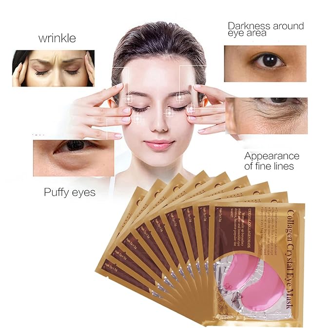 Lip Masks Sheet Moisturizing Crystal Collagen Pink Under Eye Mask Gel Anti-Aging Eye Patches Dark Circle Remover 30 Packs with Box,Pink-Velvo Beauty
