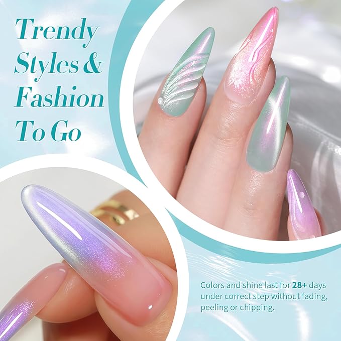 Born Pretty Magnetic Gel Nail Polish Set,Pastel Coral Sea Magnetic Eye Gel Jelly Glass Crystal Magnetic Gel Polish Nail Art Manicure Kit 6PCS-Velvo Beauty