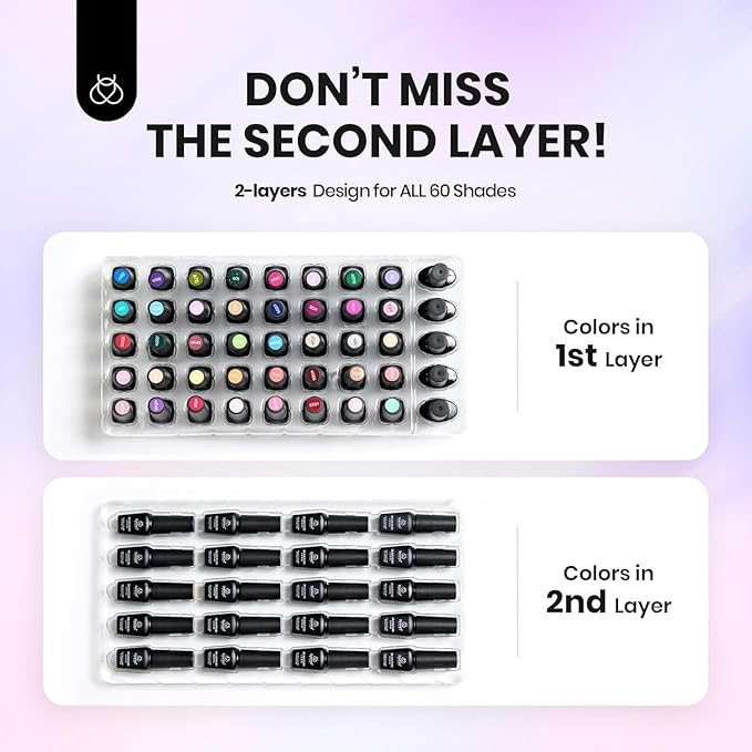 Beetles Gel Nail Polish Set, 60 Colors Fall Uv Gel Polish Kit Jelly Brown Glitter Nude Pink White Red Blue Green Color Nail Polish Base &Glossy Matte Top Coat Gift for Her Women-Velvo Beauty