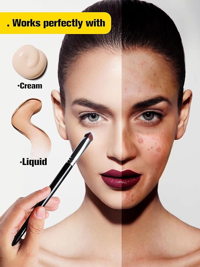 EIGSHOW Concealer Brush Under Eye, Small Triangle Brushes for Precise Coverage Dark Circles Blemishes Acne, Blending Cream and Liquid (F658)-Velvo Beauty