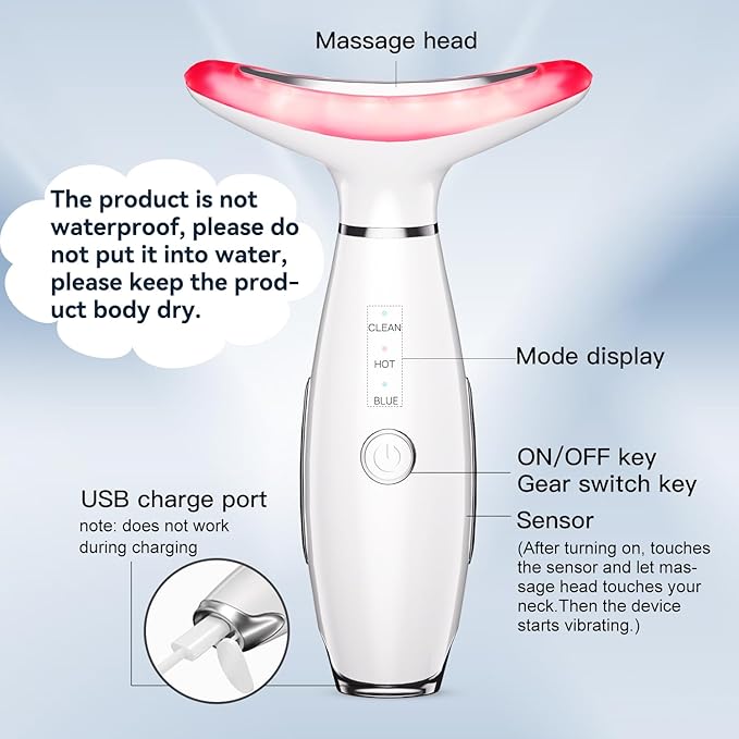 3-in-1 Beauty Massager for Face and Neck, Based on Triple Action LED, Thermal, and Vibration Technologies for Skin Care,Improve,Firm,Tightening and Smooth-Velvo Beauty