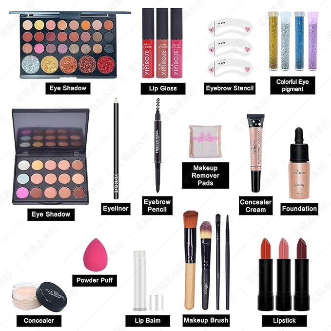 Makeup Sets For Women Brush Sets(Eyeshadow,Primer,Concealer,lipstick,lipgloss,Eyeliner,Eyebrow,Makeup brushe,Mascara &more) (27 sets B)-Velvo Beauty