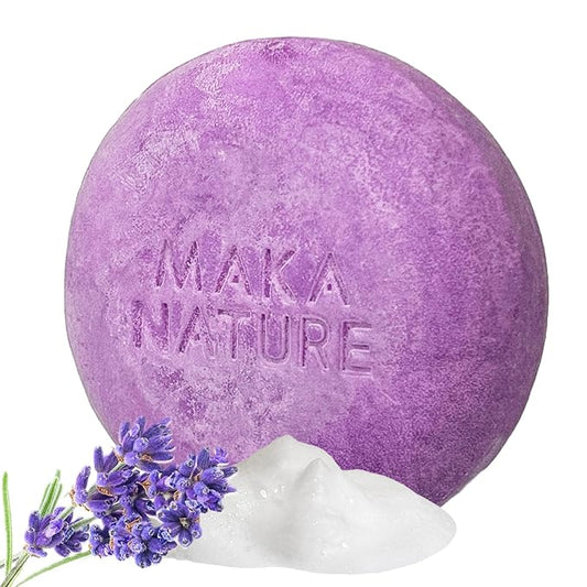 Maka Nature Low-Carbon Shampoo Bar | Korean K-Beauty Haircare with Natural Ingredients for Scalp & Hair Types | Vegan, Eco-Friendly, pH balanced, 3.35oz (Lavender)-Velvo Beauty