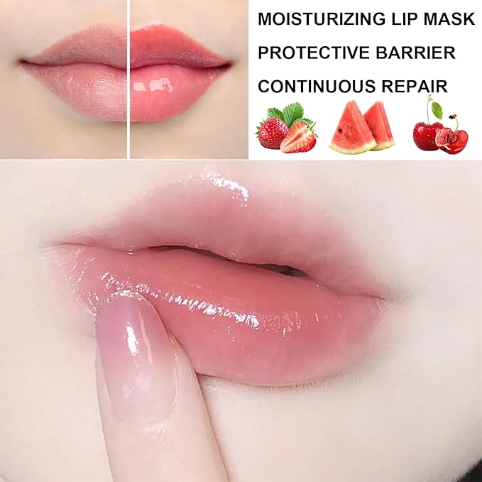 3Pcs Lip Balm Honey Pot with Stick, Honey Strawberry Apple Moisturizing and Hydrating Sleeping Lip Mask, Day and Night Repair and Care, Improve Lip Color, Reduce Lip Lines (SET C)-Velvo Beauty