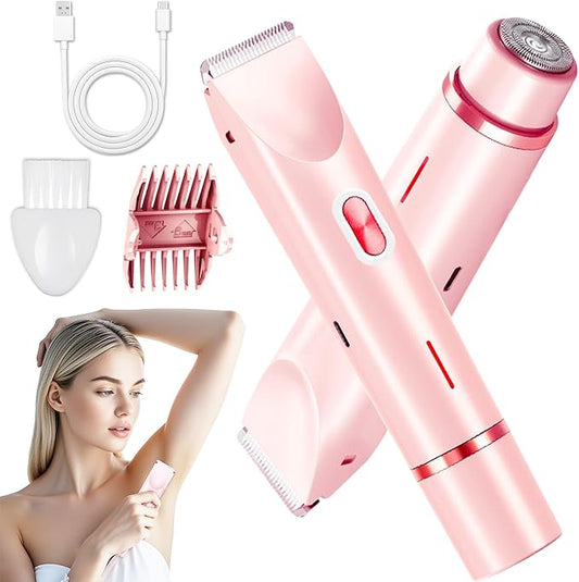 Bikini Trimmer for Women, Electric Razor & Shaver with Dual Ceramic Blades, Painless Hair Removal for Face, Body & Intimate Areas, 90min Cordless Runtime, Waterproof Travel Grooming Kit-Velvo Beauty