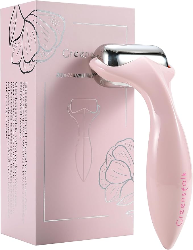 Greenstalk Ice Roller for Face & Eyes – Medical-Grade Stainless Steel Cooling Face Roller for Puffiness Relief, Dark Circles, Skincare Routine – Dual Cold & Warm Therapy, Ergonomic Design-Velvo Beauty
