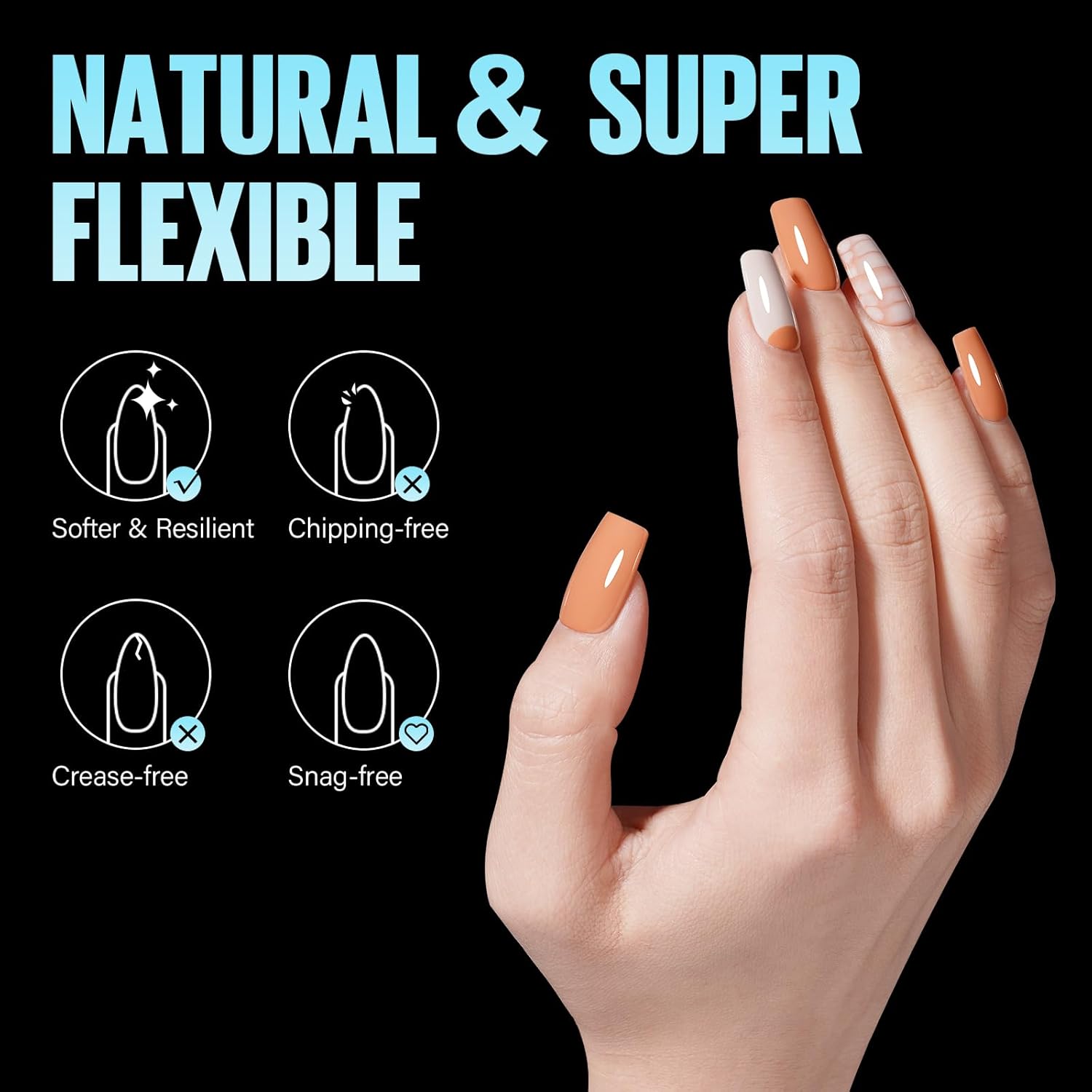 TOMICCA Short Square Nail Tips,Acrylic Gel Tips 240Pcs Fake Nails Full Cover 12 Sizes False Nails Half Matte for Nail Extension Home DIY Salon-Velvo Beauty