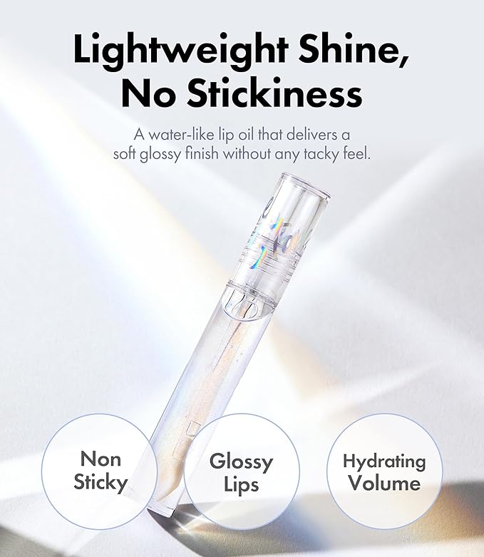 Rouge Star Glossy Lip Oil - Hydrating Lip Gloss - Non-Sticky Shine with Argan Oil & Vitamin - Deep Moisturization & Lip Softening 0.14 oz (Glossy Lip Oil)-Velvo Beauty