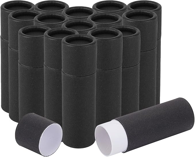 NICENEEDED 15 Pcs Paperboard Lip Balm Tubes, 0.4 Oz Kraft Paper Lipstick Tube, Cardboard Empty Deodorant Container Solid Perfume Tube Cosmetic Box for DIY Chapstick Deodorant Crayon-Velvo Beauty