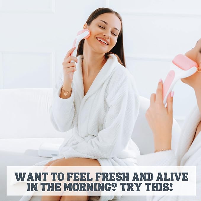 Ice Roller for Face Premium Facial Ice Roller with Carry Case and 2X Rollers for Long Lasting Cold - Eye Roller for Puffy Eyes & Cold Massage for Migraines (Pink (with case))-Velvo Beauty