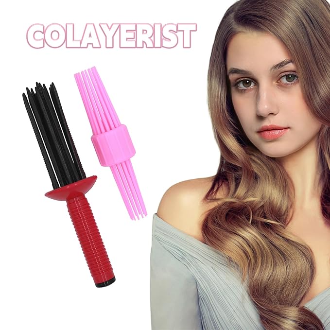 2PCS Curling Roll Comb, Curly Hair Brush for Curly Hair, Three Different Sizes of Styler Curl Brush Hairr Tools for Casual Wear or Special Events-Velvo Beauty