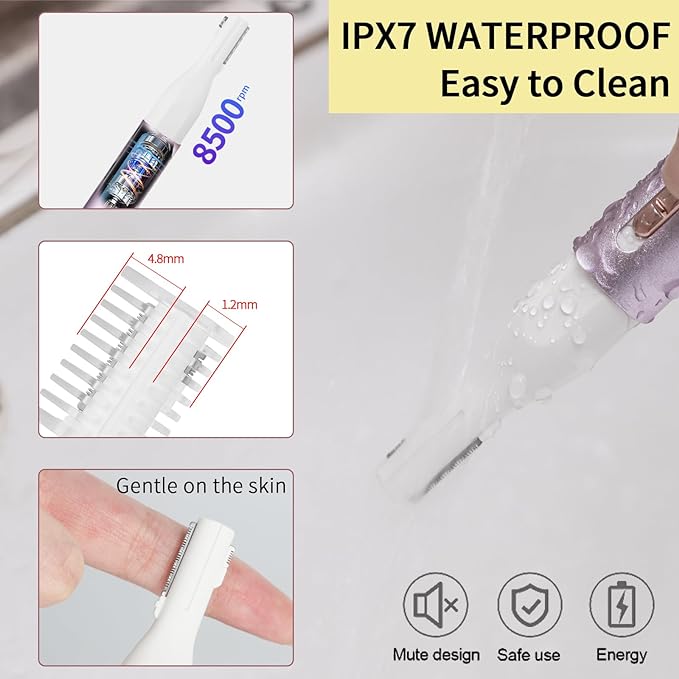 Nose & Eyebrow Trimmer for Women and Men,2025 Rechargeable Ear Razor & Face Shaver,Lady's Painless Portable Facial Hair Removal with Comb, Dermaplane Tool for face,Lips,Body,Leg (Blue)-Velvo Beauty