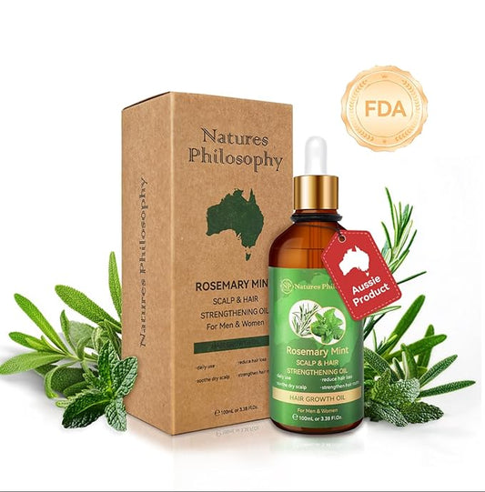 NP NATURES PHILOSOPHY Rosemary Oil for Hair Growth, Hair Growth Oil 3.38 fl oz, Anti-Hair Loss, Quickly Absorbed & Non-Greasy, Aussie Organic Hair Serum for All Hair Types, for Men and Women-Velvo Beauty